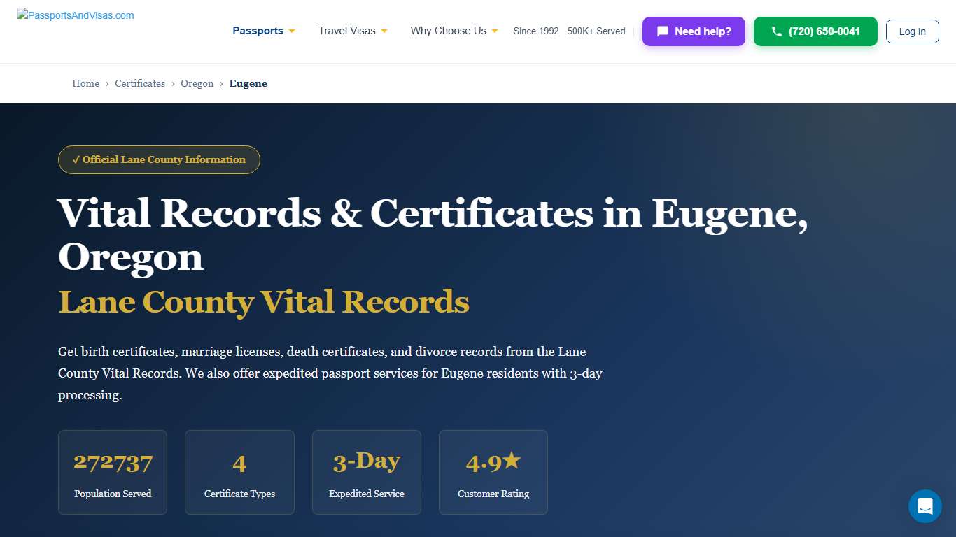 Birth, Marriage & Death Certificates in Eugene, OR | Lane County Vital Records