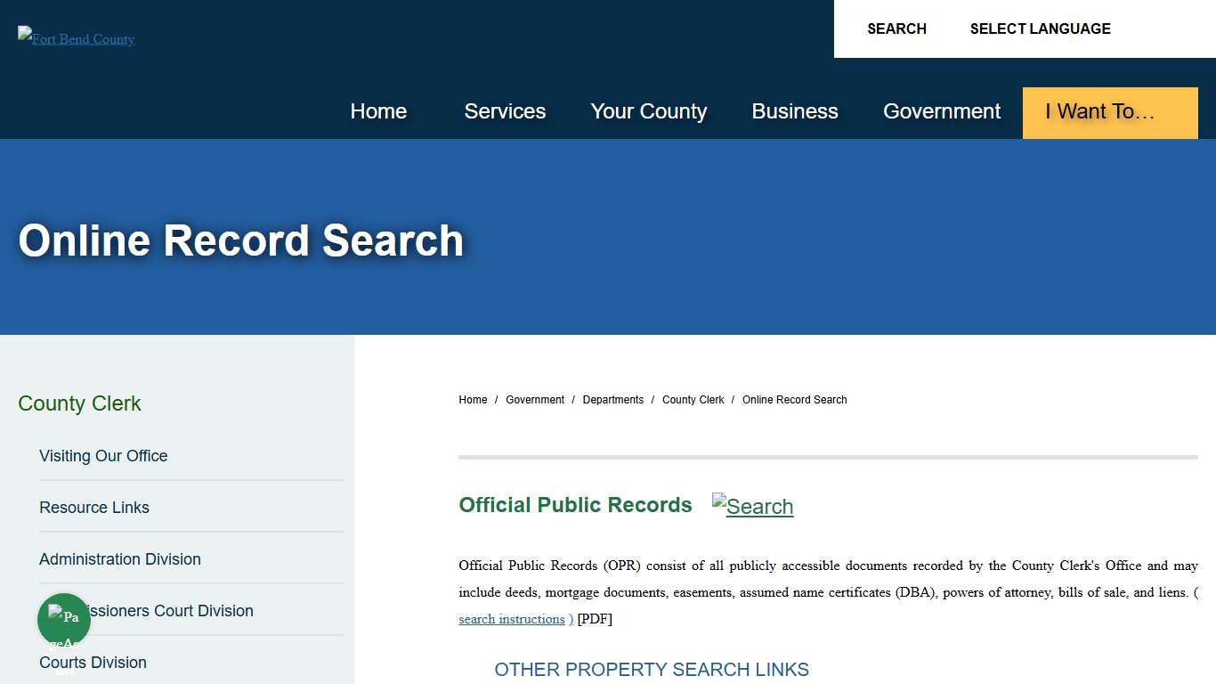 Online Record Search | Fort Bend County