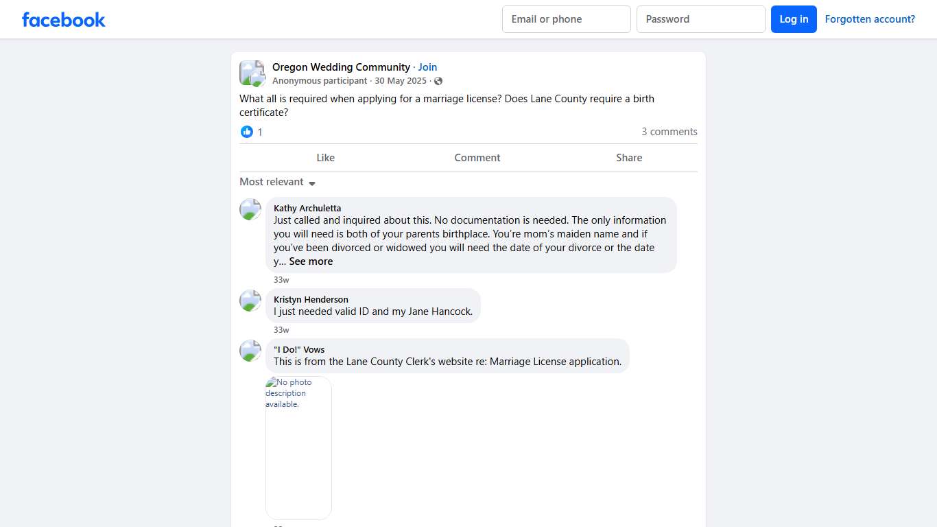 Oregon Wedding Community | What all is required when applying for a marriage license | Facebook